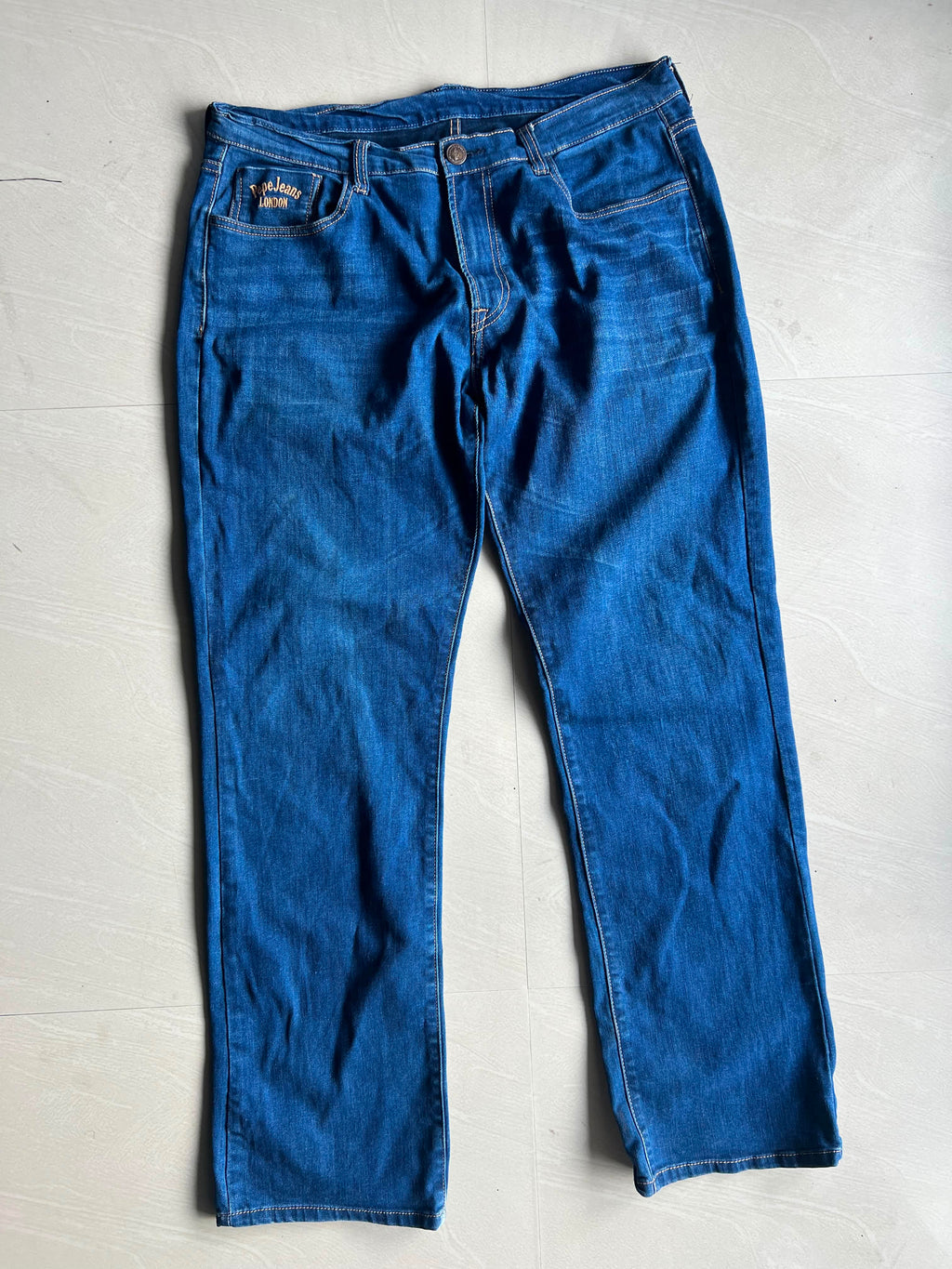 Vintage Blue Wash Straight Fit Denim Jeans