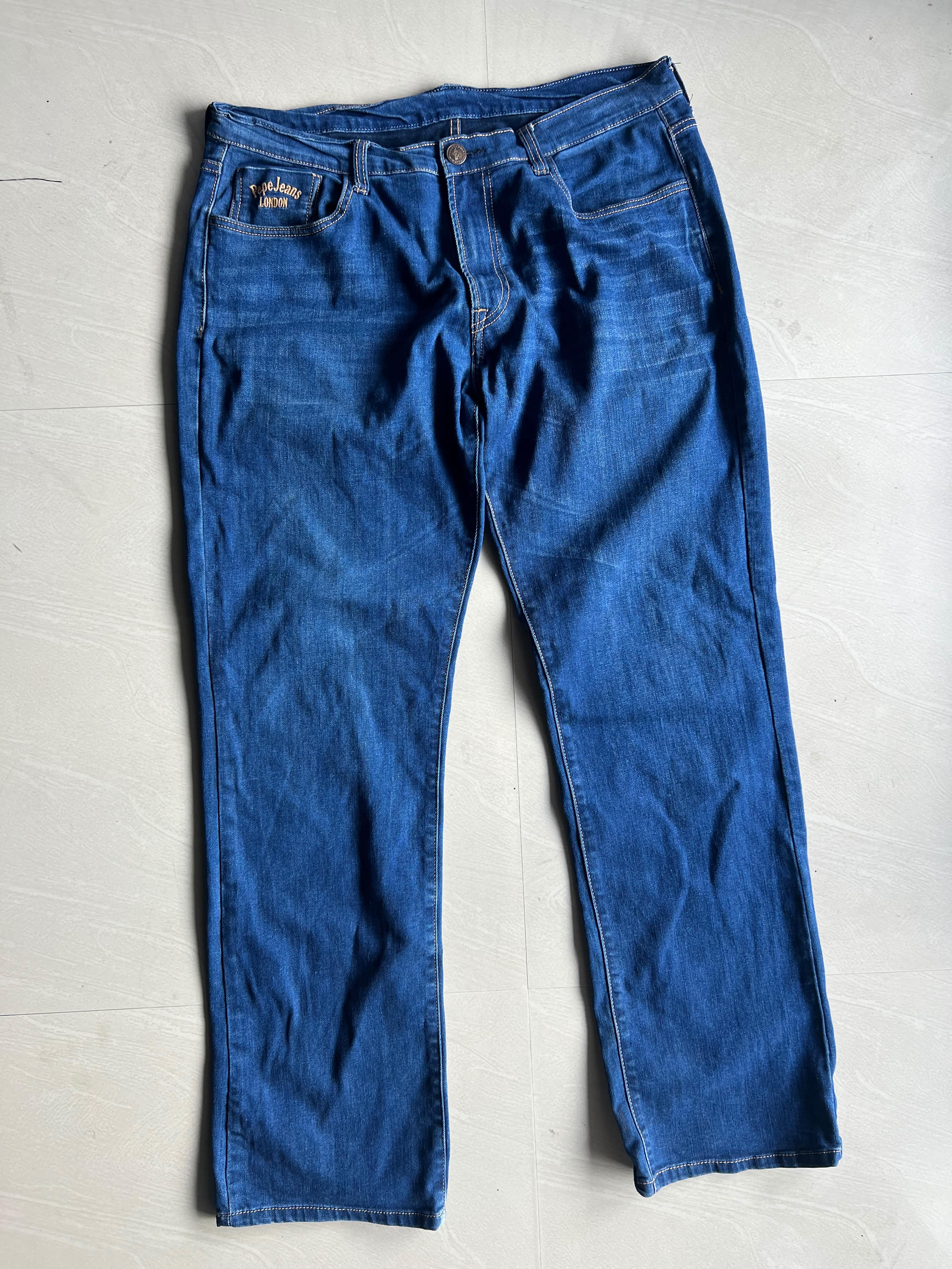 Vintage Blue Wash Straight Fit Denim Jeans