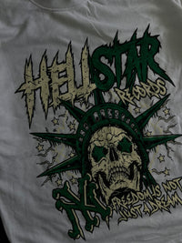White Hellstar Records Skull Graphic Print Oversized T-Shirt