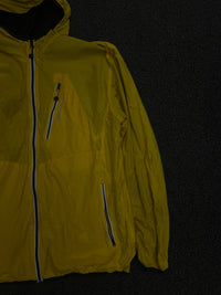 Mustard Yellow Hooded Lightweight Windbreaker Jacket with Zip Pockets