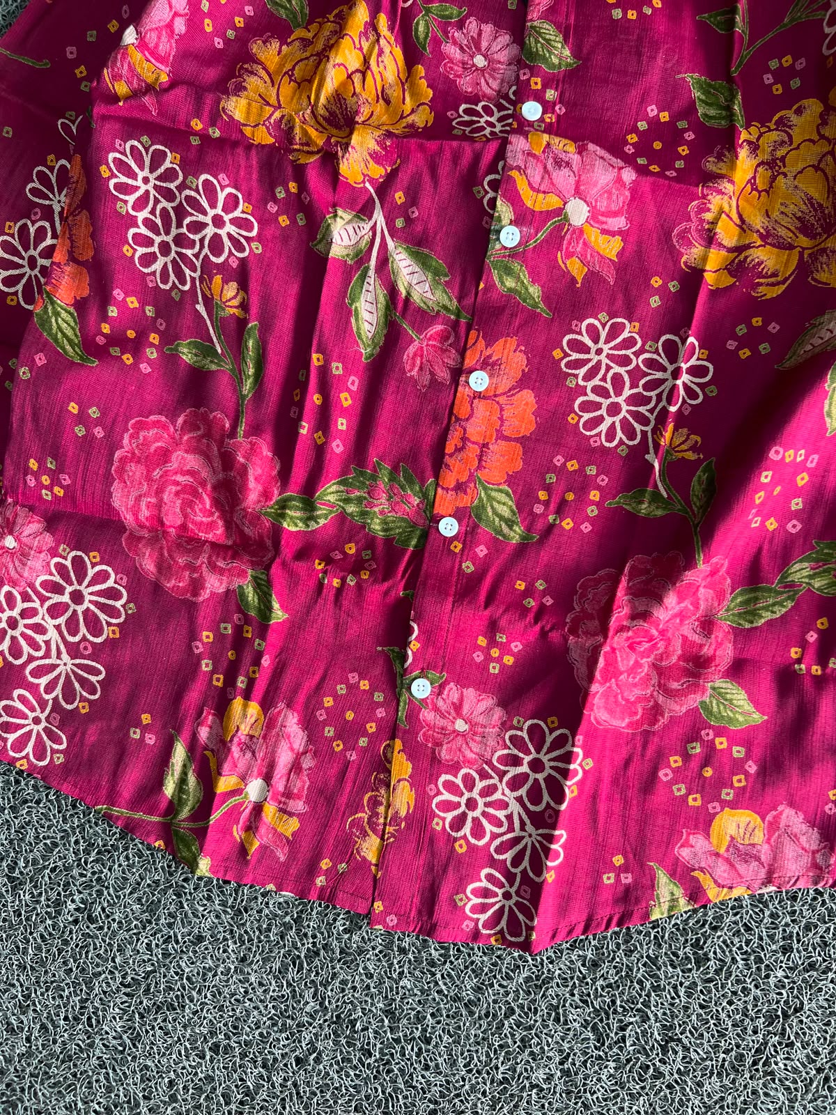 Floral Print Button-Up Shirt – Pink Long Sleeve Casual shirts