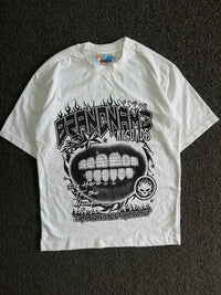 White Graphic Print T-Shirt – Brandname Records Streetwear Design