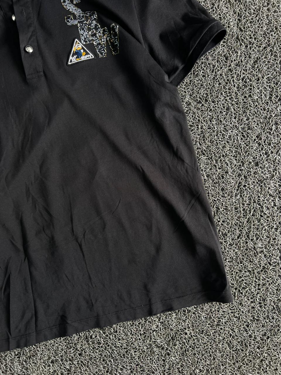 Vintage Black Embroidered Polo T-Shirt | Men's Casual Wear