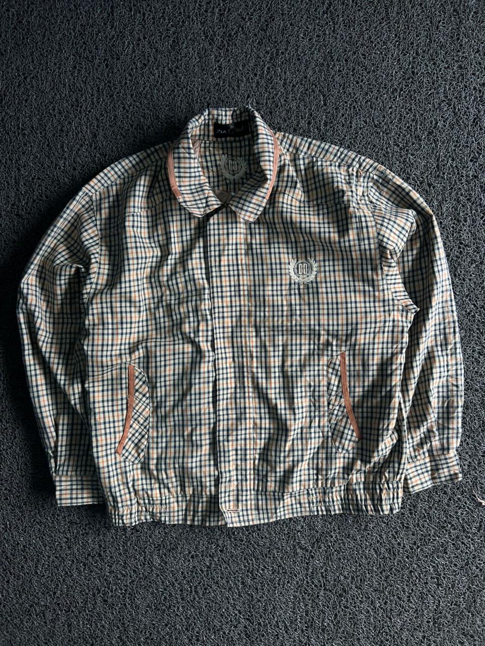Classic Beige Checkered Bomber Jacket