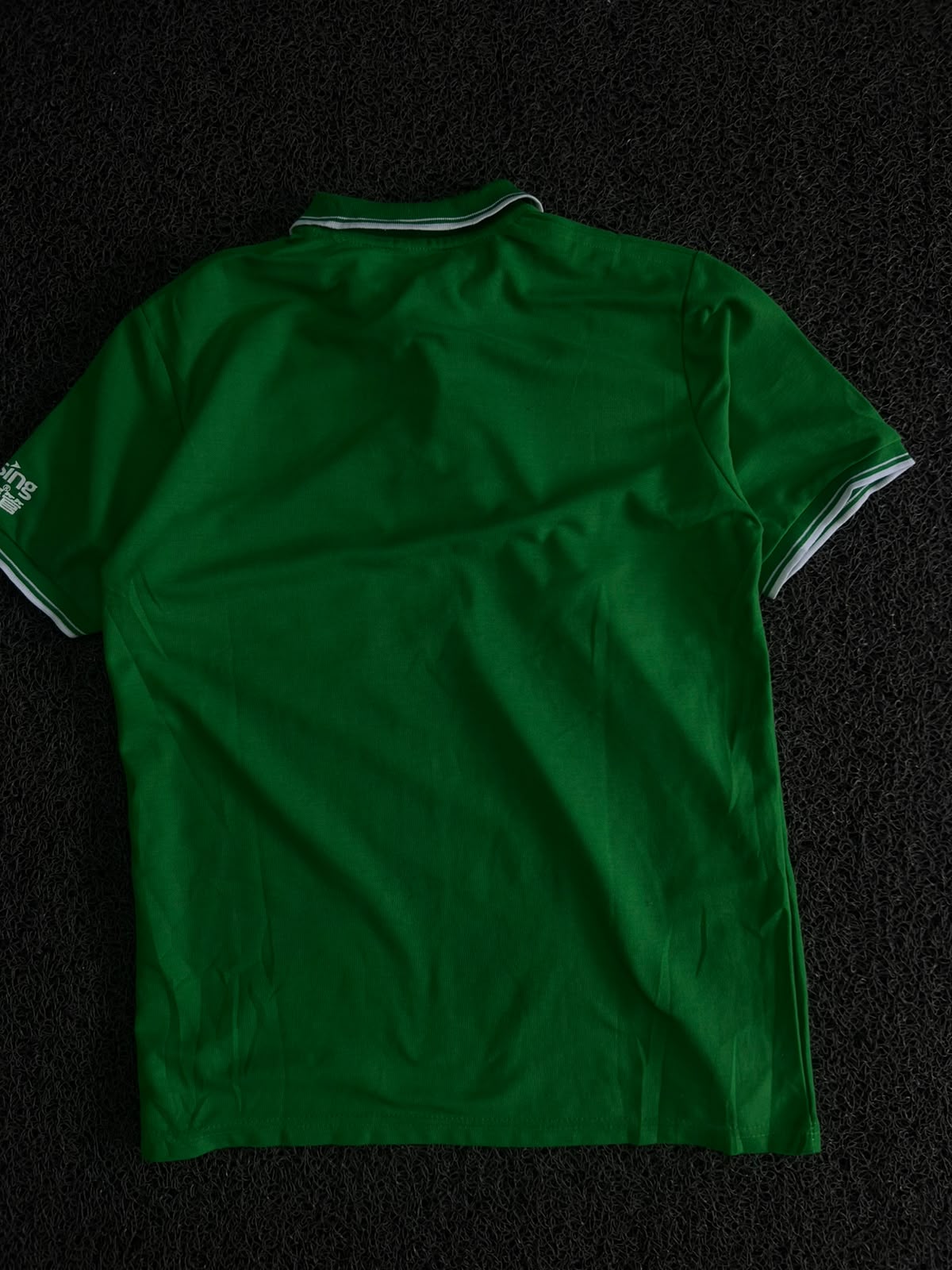 Green Contrast Collar Polo T-Shirt with Chest Pocket