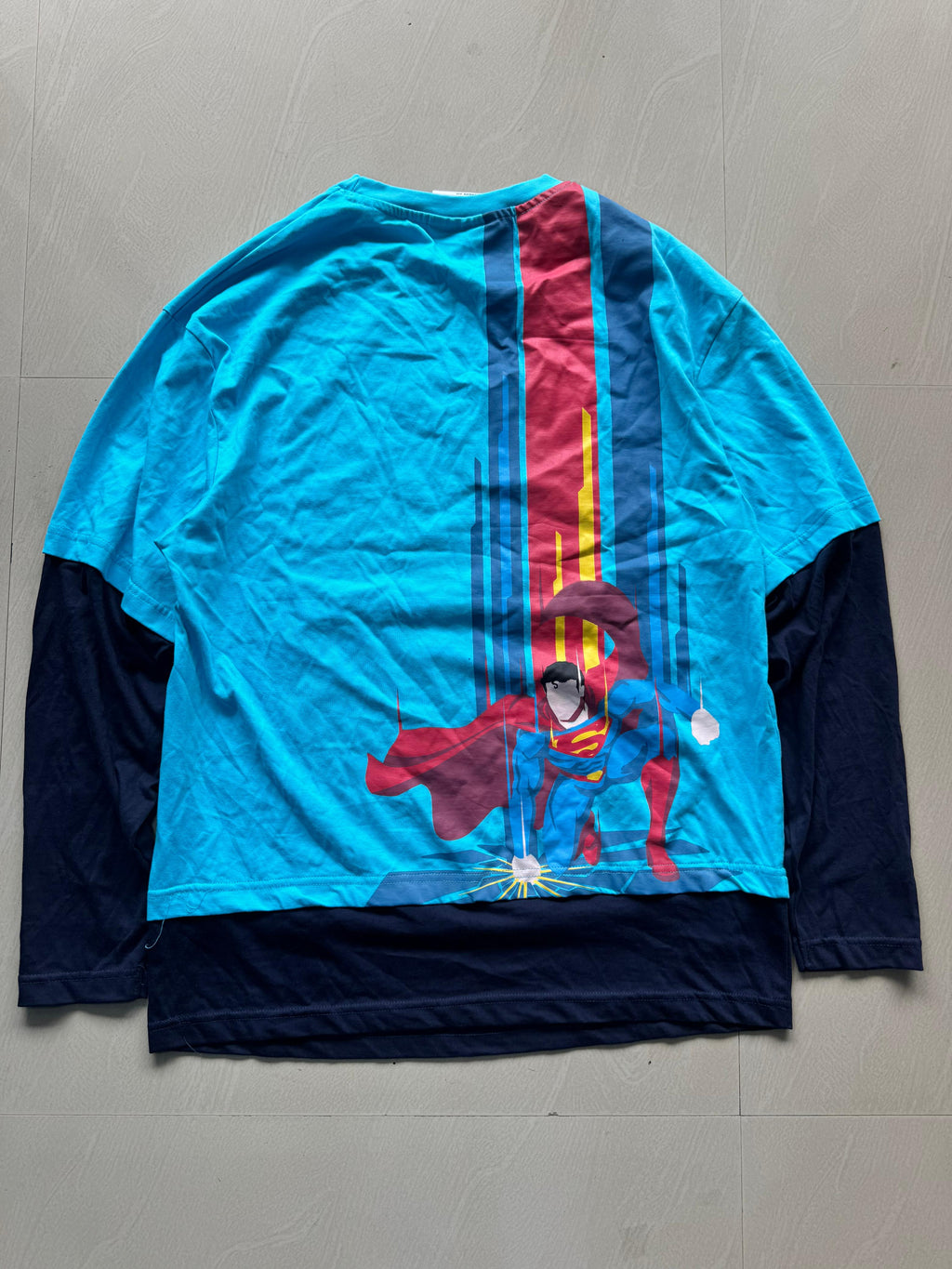 Superman Graphic Layered Full Sleeve Oversized T-Shirt