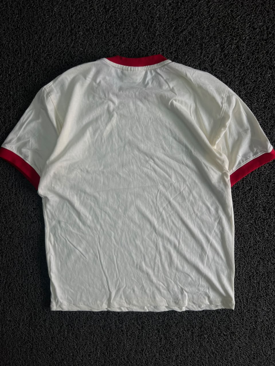 White & Red Contrast Trim Crew Neck T-Shirt