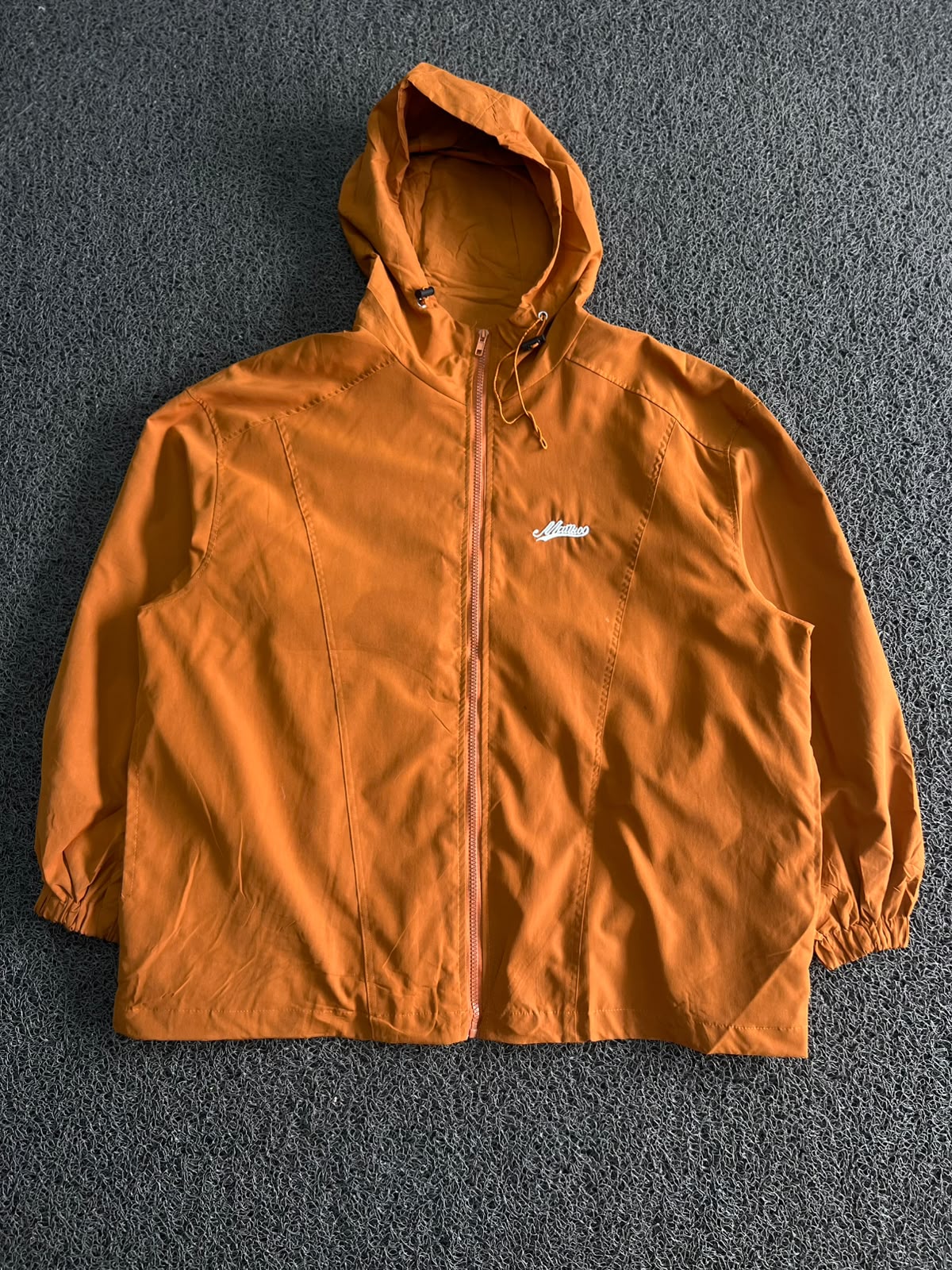 Orange Hooded Windbreaker Jacket | Lightweight Full-Zip Outdoor Jacket