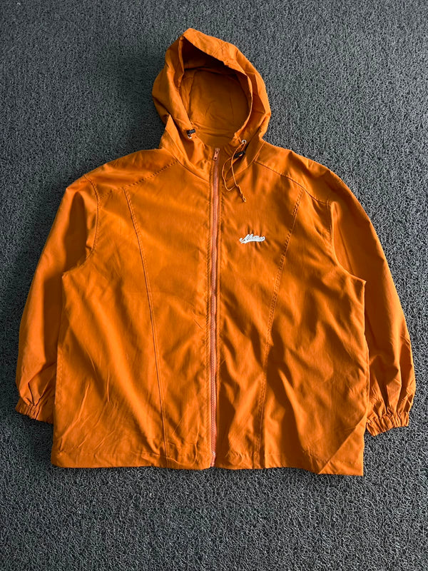 Orange Hooded Windbreaker Jacket | Lightweight Full-Zip Outdoor Jacket