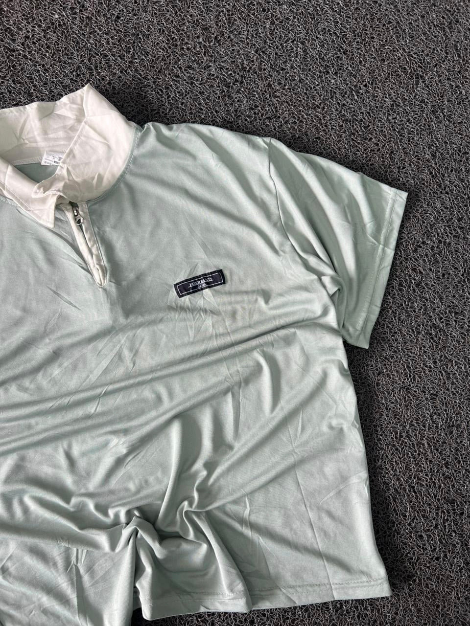 Men's Premium Mint Green Half-Zip Polo T-Shirt