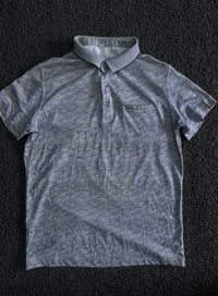 Marled Short Sleeve Polo Shirt with Button Placket & Chest Pocket