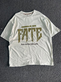 Crossed By Fate Graphic Oversized T-Shirt – White Streetwear Double-Sided Print Tee