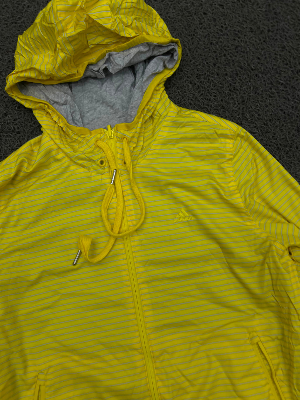 Yellow Striped Hooded Windbreaker Jacket – Full Zip Lightweight Casual Jacket