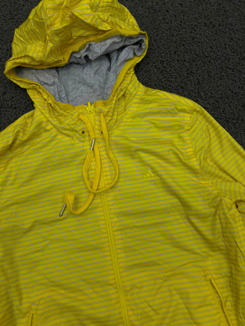 Yellow Striped Hooded Windbreaker Jacket – Full Zip Lightweight Casual Jacket