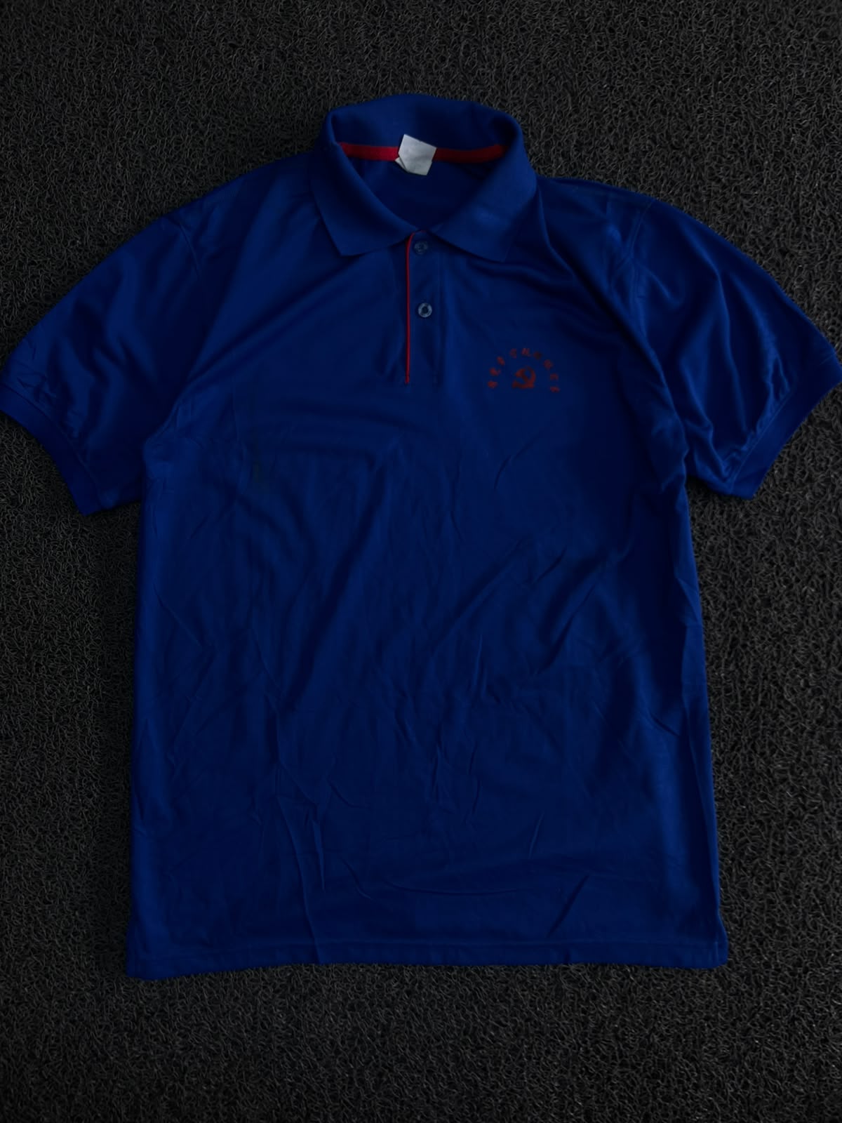 Blue Polo T-Shirt with Red Contrast Detailing