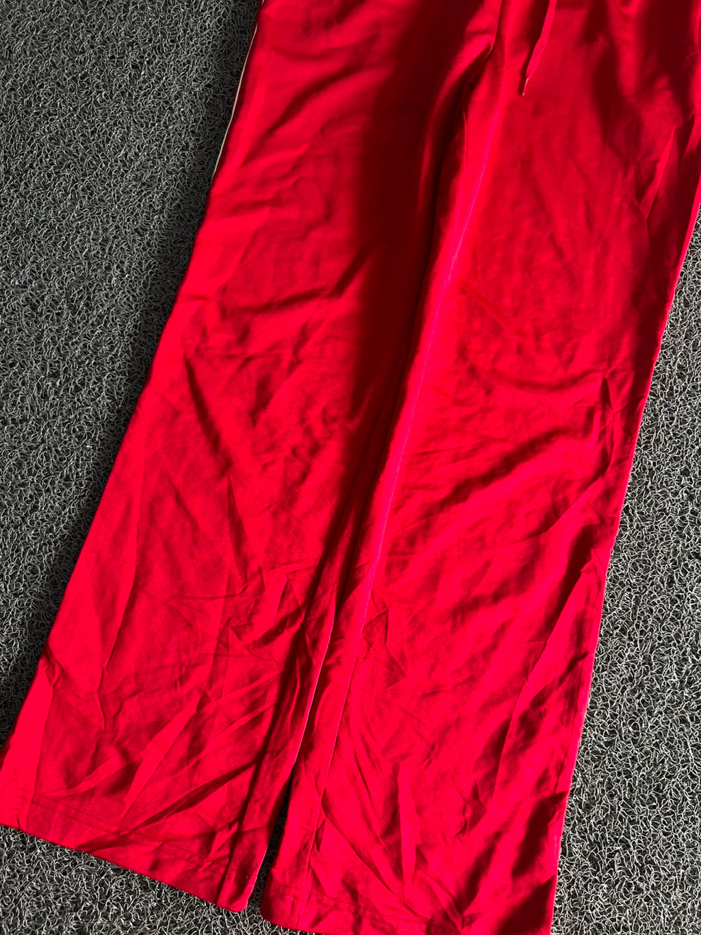 Vintage Red Wide Leg Track Pants – Women's Casual Sportswear with Drawstring Waist