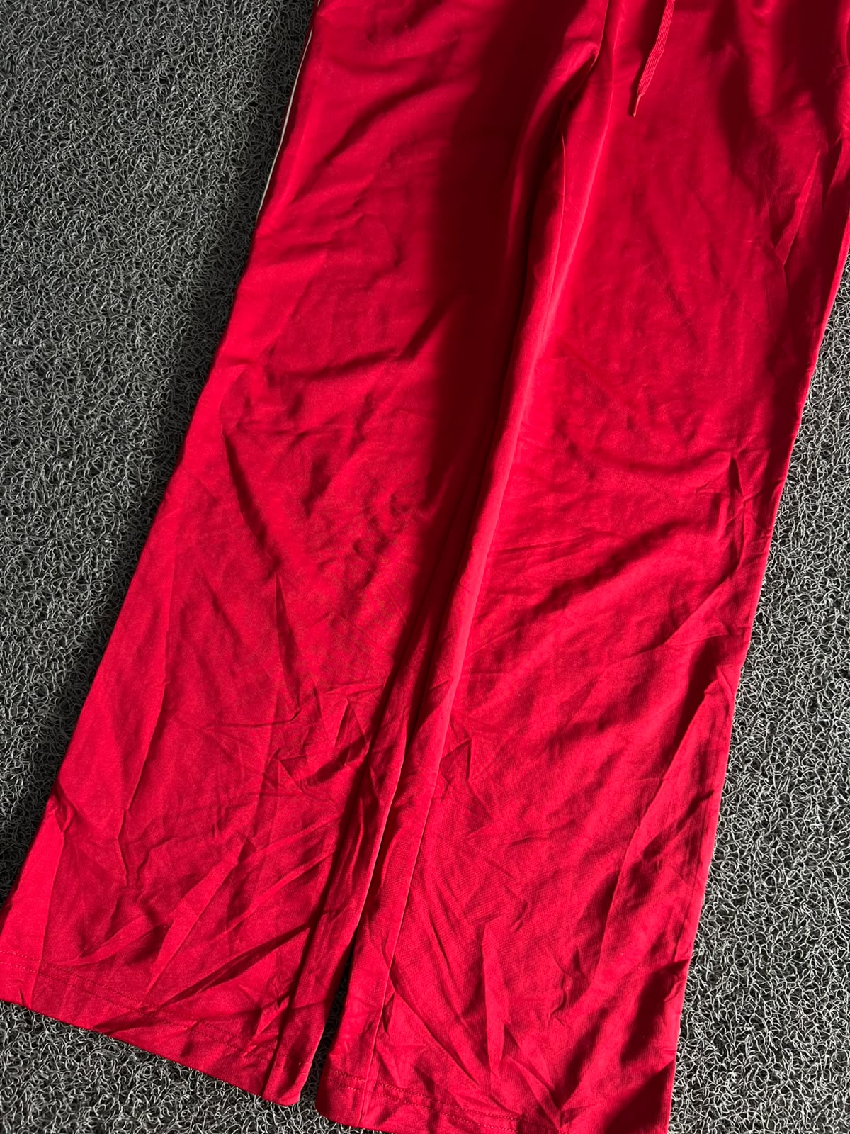 Vintage Red Wide Leg Track Pants – Women's Casual Sportswear with Drawstring Waist