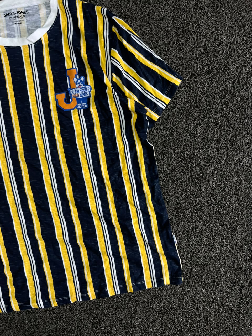 Jack & Jones Originals Men's Vertical Stripe Graphic T-Shirt – Short Sleeve Crew Neck