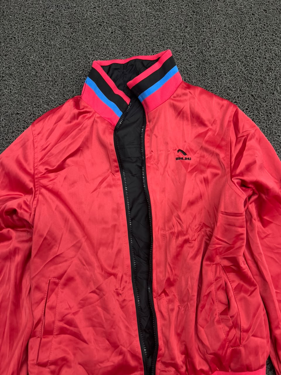 BINLIHU Reversible Neon Pink & Black Bomber Jacket | Lightweight Full-Zip Casual Jacket | ⚠️ zip damage