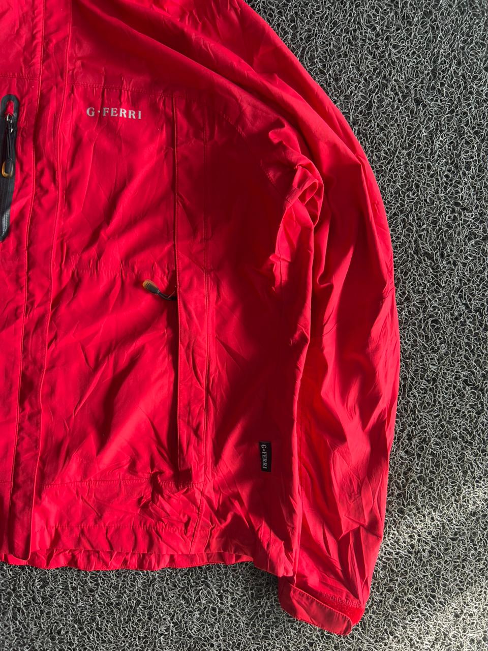 G. Ferri Red Lightweight Hooded Windbreaker Jacket