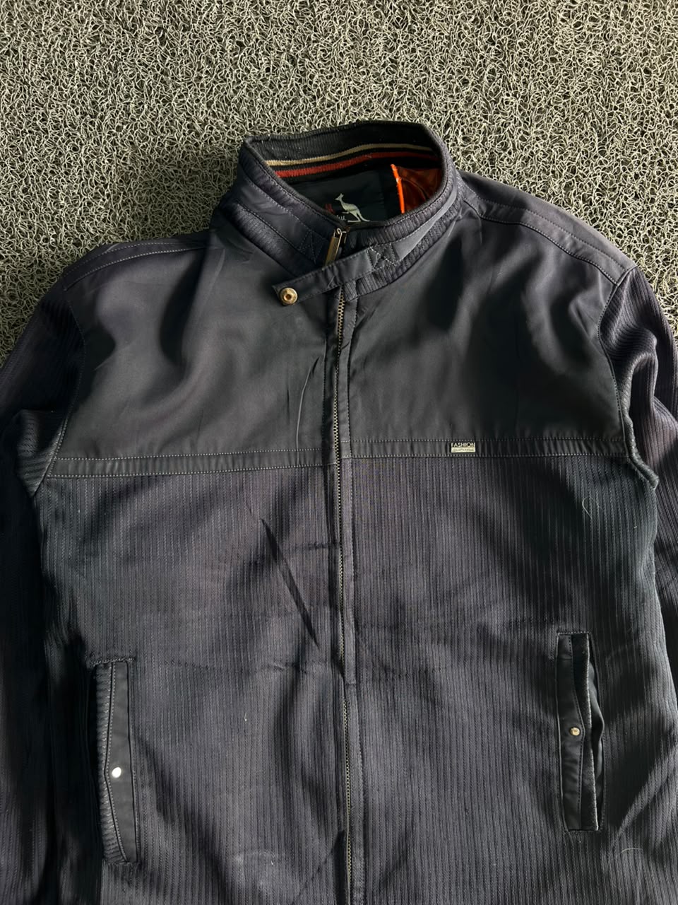 Vintage Full Zip Navy Jacket – Stand Collar