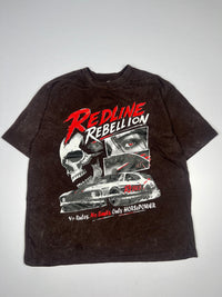 Vintage Acid-Wash Redline Rebellion Graphic T-Shirt – Racing Car Print