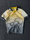 Men's Yellow White & Charcoal Gradient Striped Polo T-Shirt