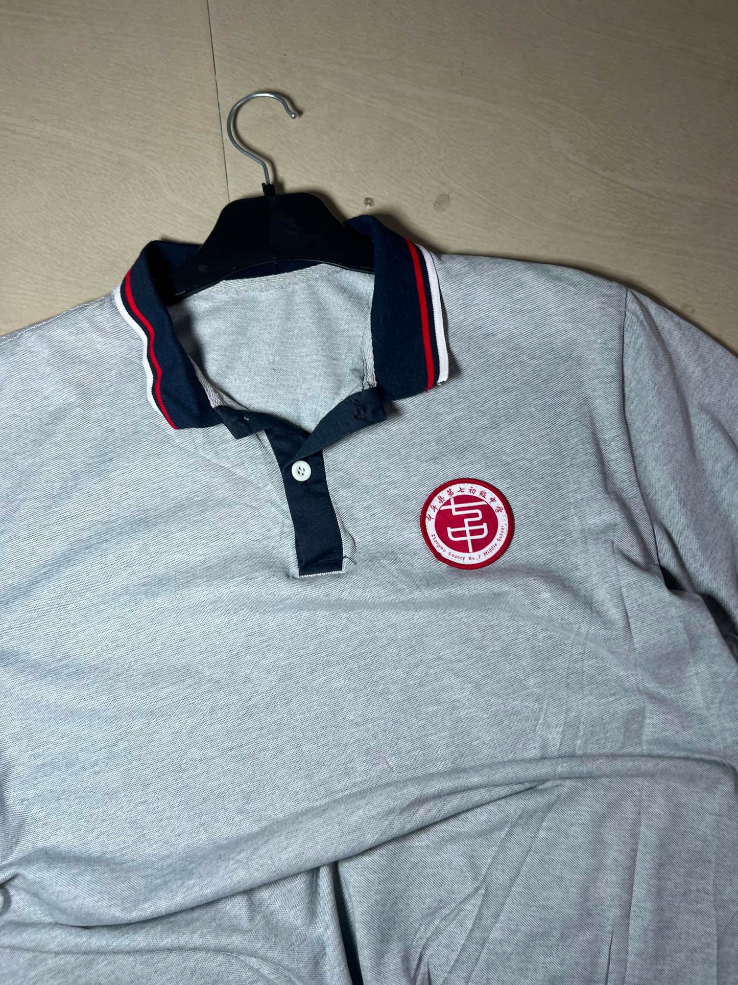 Vintage Grey School Polo T-Shirt – Classic Uniform Style