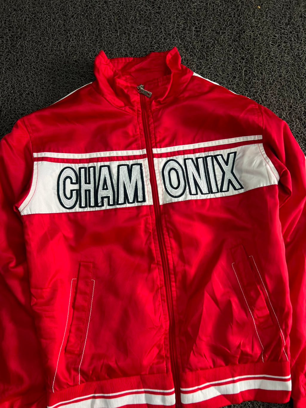 Chamonix Red Track Jacket – Full Zip Retro Sports Windbreaker