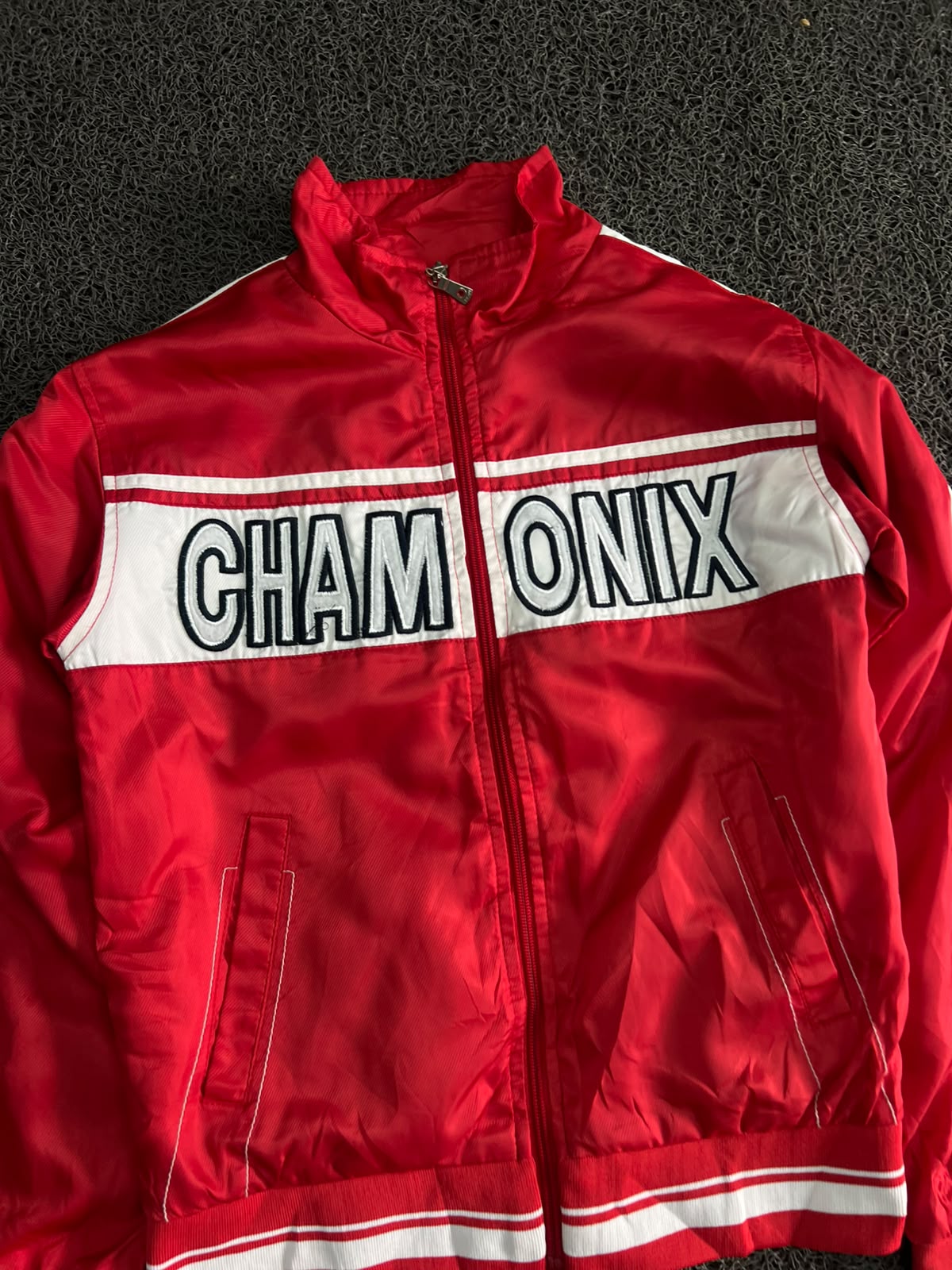 Chamonix Red Track Jacket – Full Zip Retro Sports Windbreaker