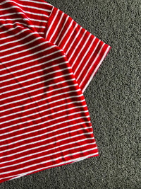 Red & White Striped Crew Neck T-Shirt | Casual Short Sleeve Tee