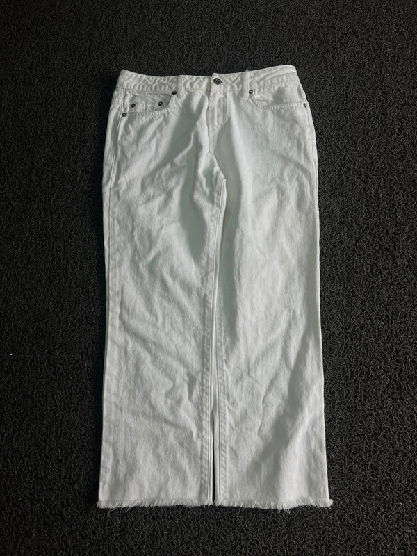 White Straight Leg Denim Jeans – Classic High Waist Fit