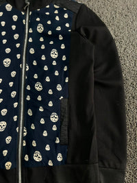Skull Print Quilted Panel Zip-Up Jacket – ⚠️ Small Damage