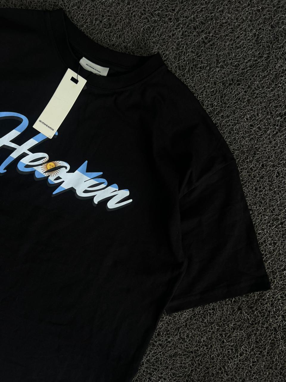 Black “Heaken” Graphic Print T-Shirt