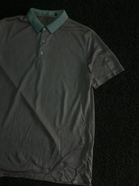 Micro Check Pattern Polo T-Shirt with Contrast Collar