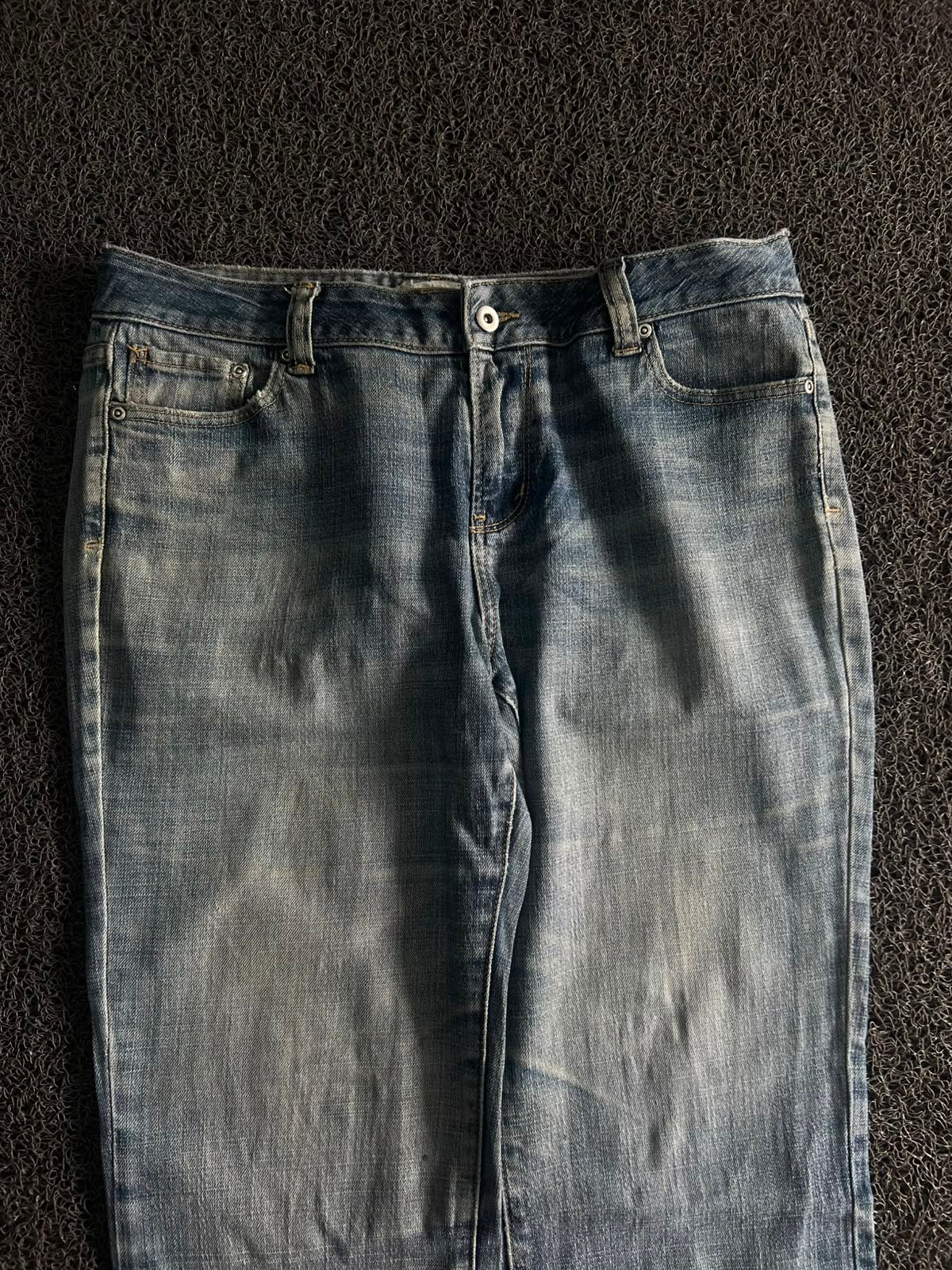 Vintage Washed Blue Denim| Raw Hem | Y2K Casual Style