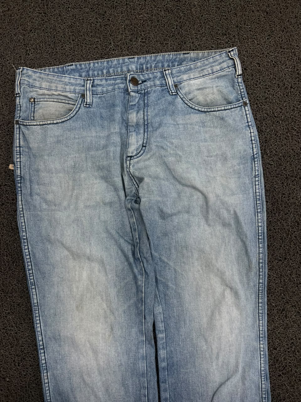 Retro Washed Blue Denim Jeans – Straight Leg