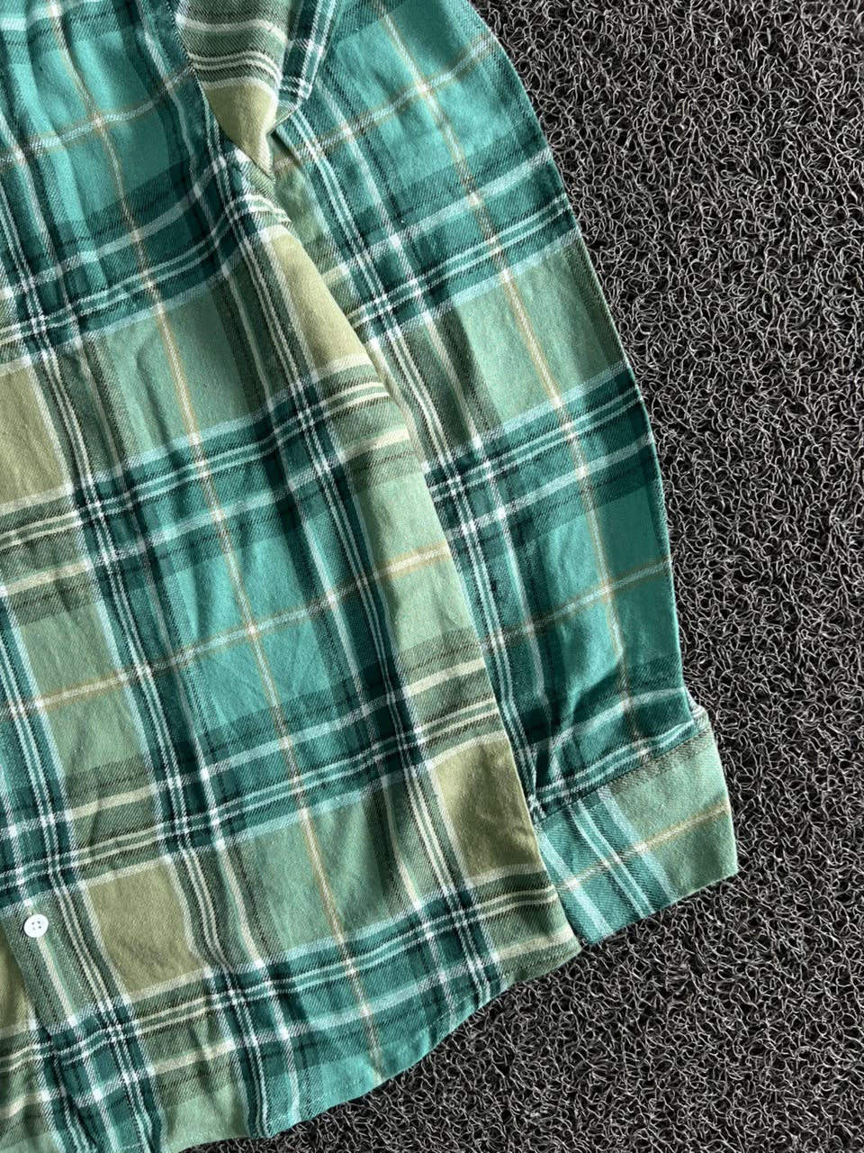 Barcode Green Plaid Button-Down Flannel Shirt