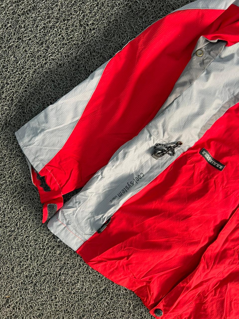 Vintage Red & Grey Hooded Waterproof Outdoor Jacket