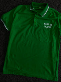 Green Contrast Collar Polo T-Shirt with Chest Pocket