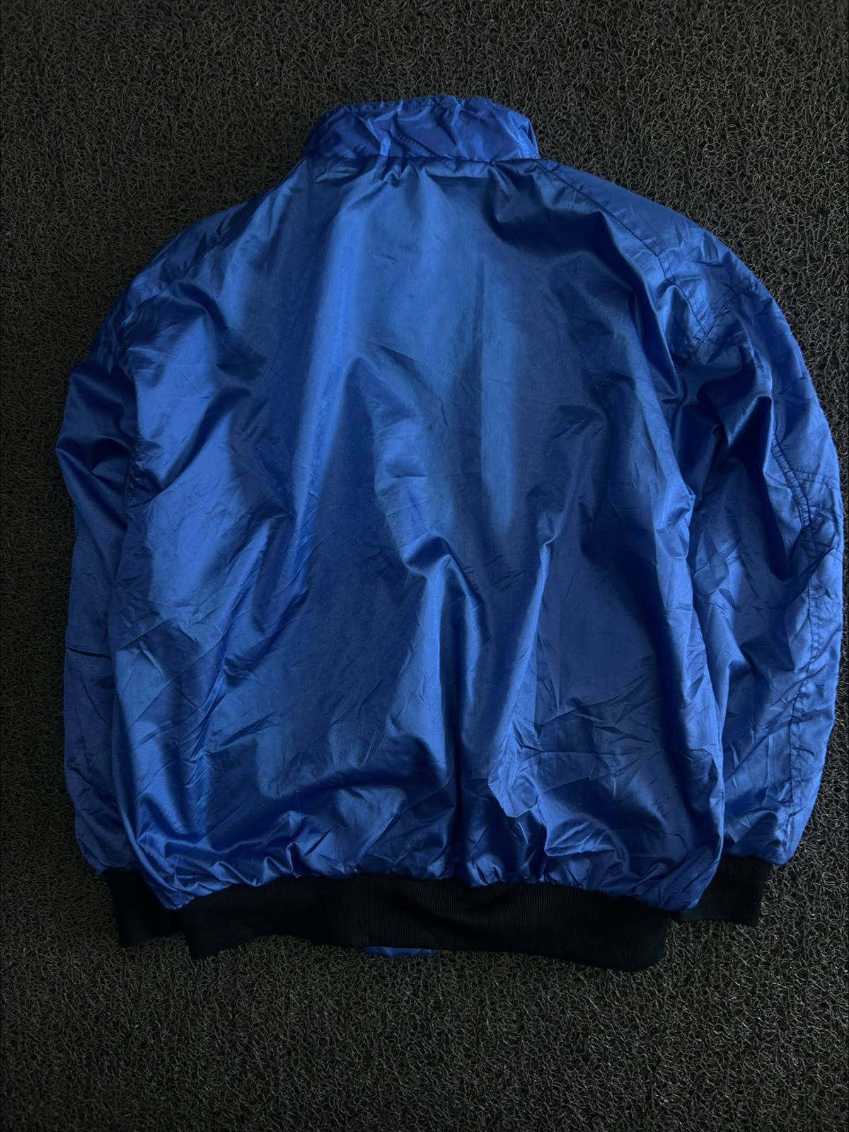 Vintage Blue Nylon Bomber Jacket ⚠️ Small Stains
