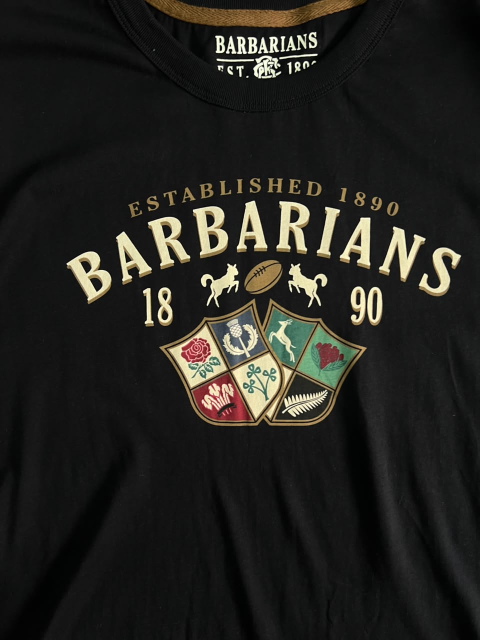 Barbarians 1890 Black Graphic Tee with Number 15 Back Print