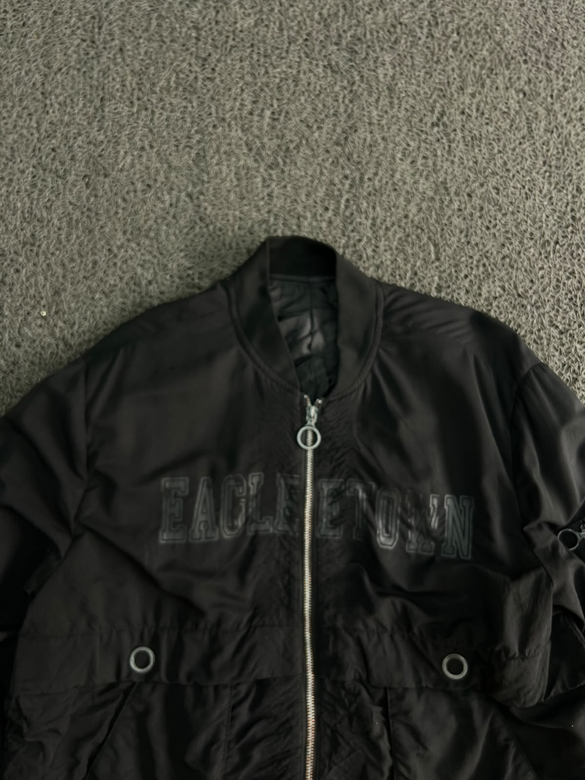 Eagletown Utility Bomber Jacket – Black Zip-Up Multi-Pocket Streetwear Jacket