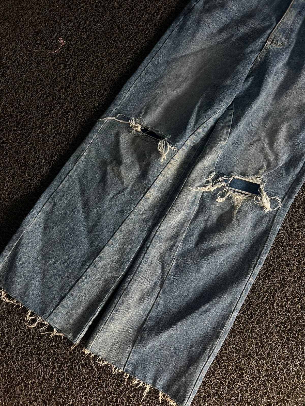 Vintage Distressed Wide Leg Blue Denim Jeans – Washed | Thrift