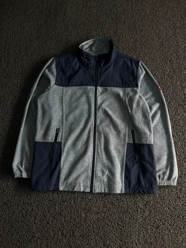 Vintage Grey & Navy Color Block Fleece Jacket