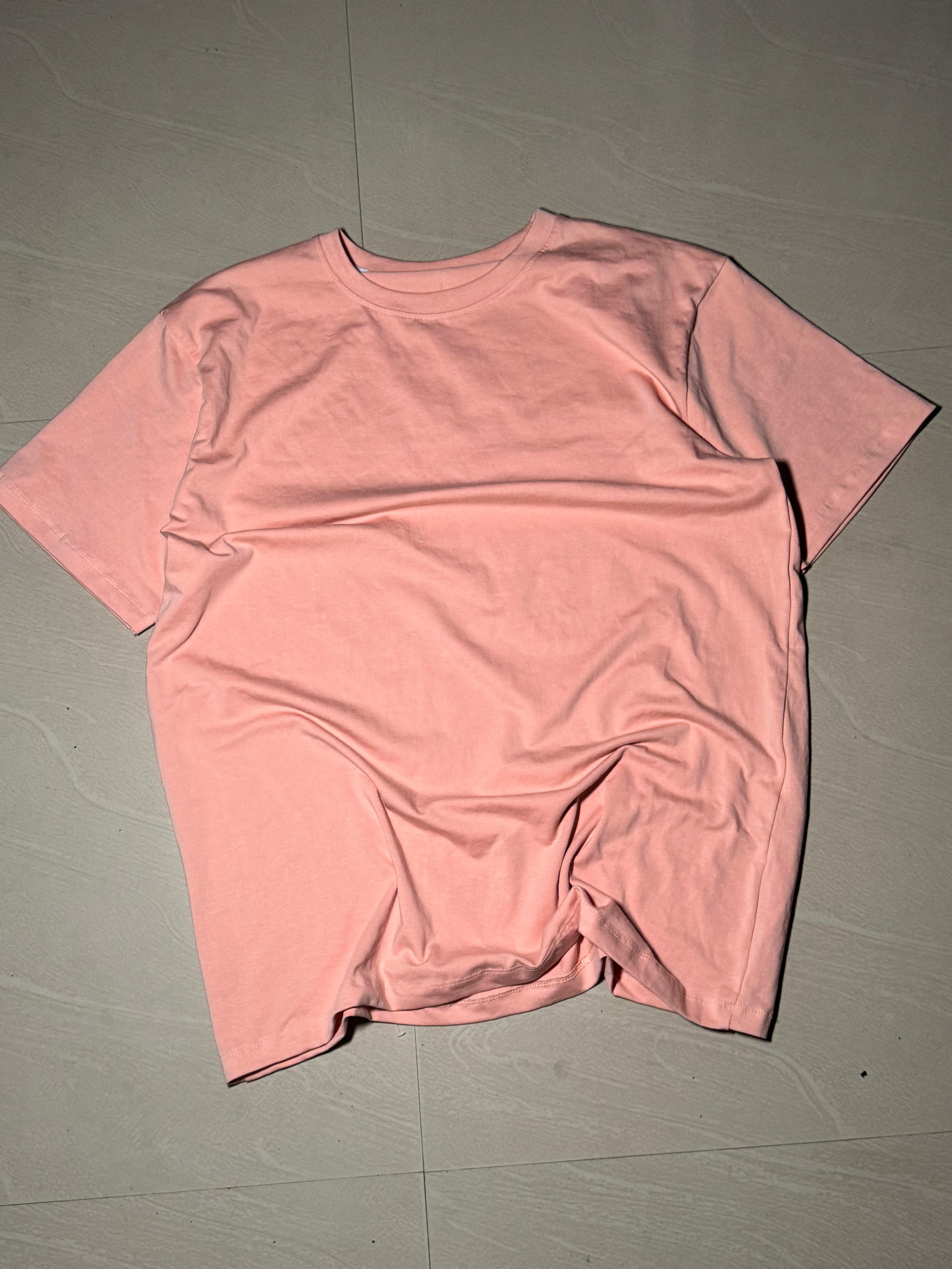 Blush Pink Oversized Cotton Crew Neck T-Shirt