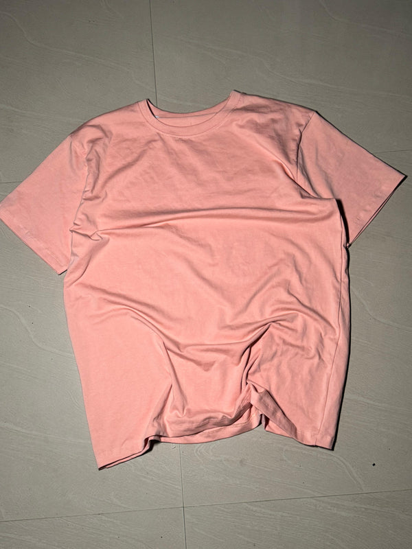 Blush Pink Oversized Cotton Crew Neck T-Shirt