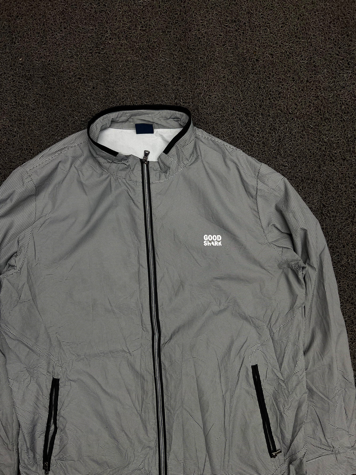 Vintage Checkered Full-Zip Harrington Jacket