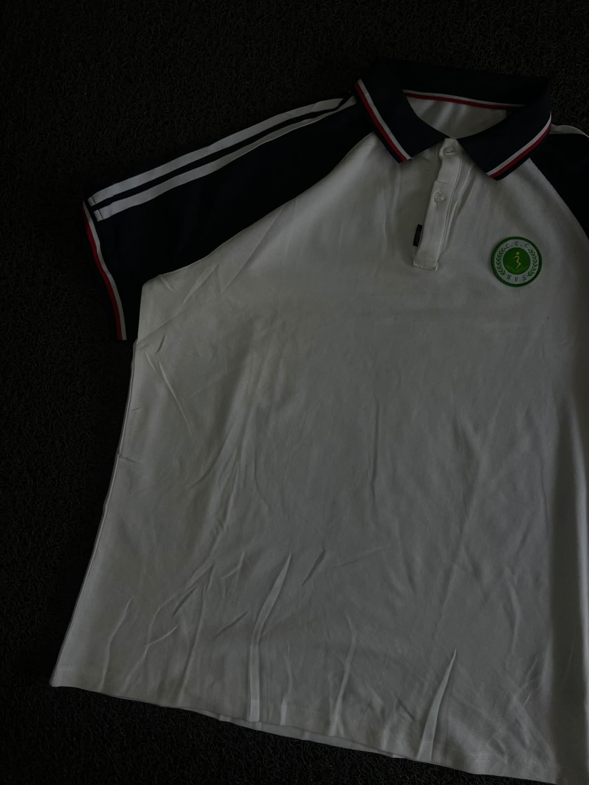White Contrast Stripe Polo T-Shirt