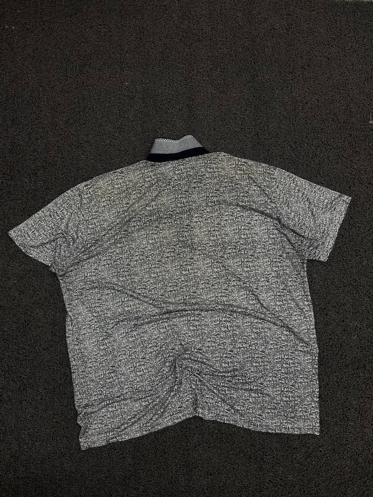 Vintage Textured Pattern Polo T-Shirt